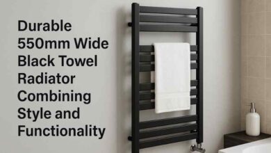 Durable 550mm Wide Black Towel Radiator Combining Style and Functionality